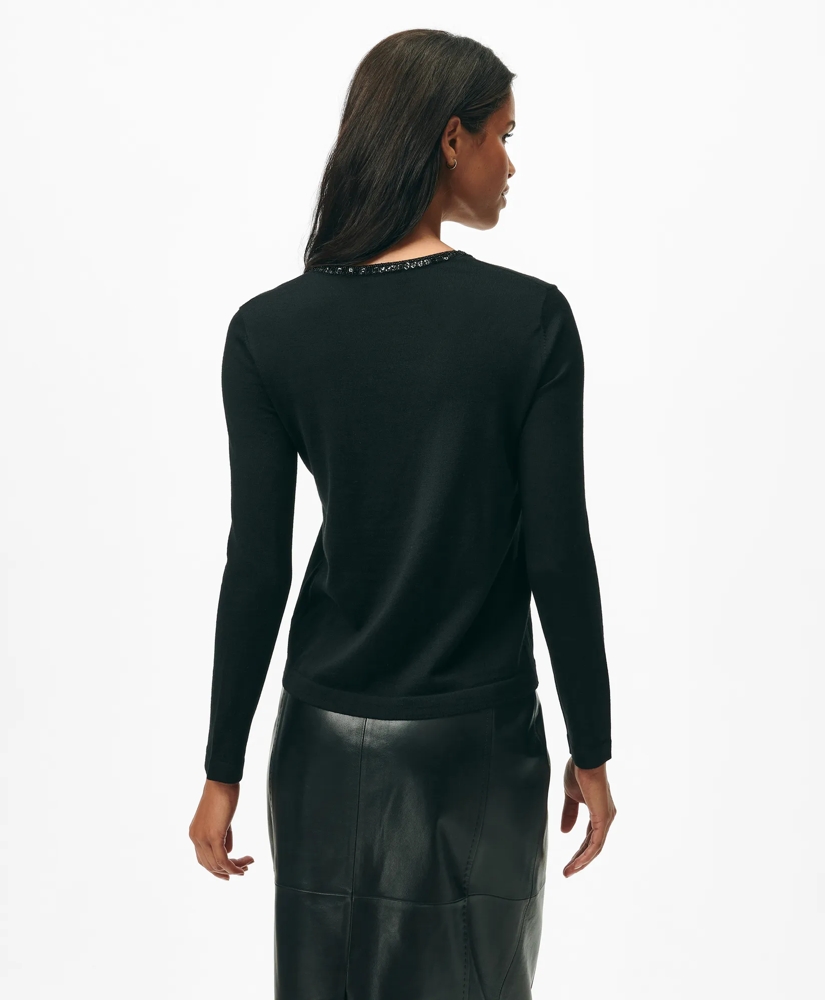 Embellished V-Neck in Fine Merino Wool, image 3