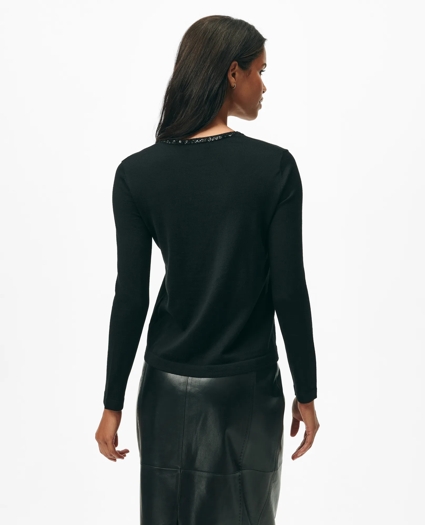Embellished V-Neck in Fine Merino Wool, image 3