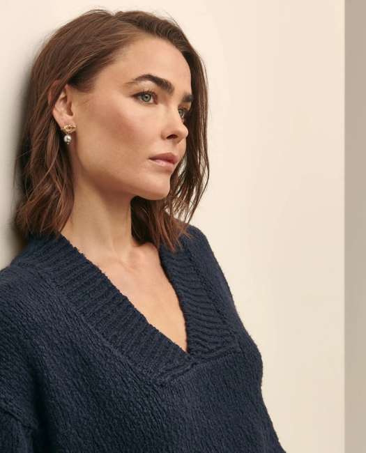 Relaxed Cotton V-Neck Sweater