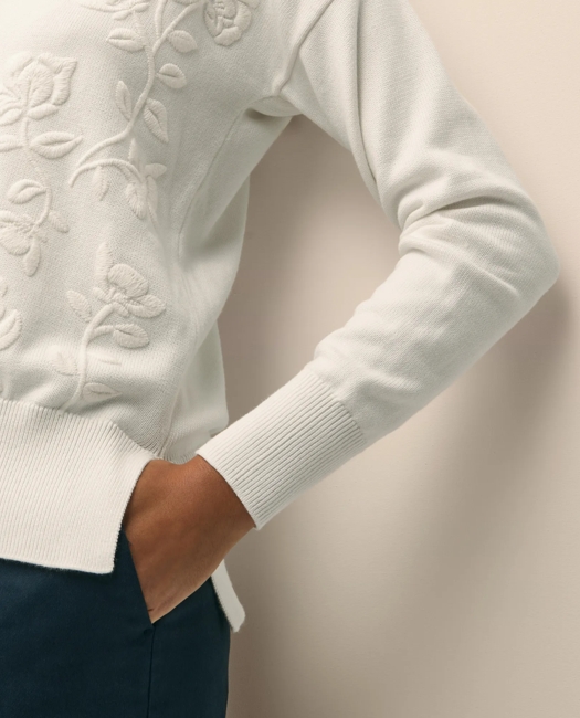 Supima® Cotton Shawl Collar Embroidered Sweater