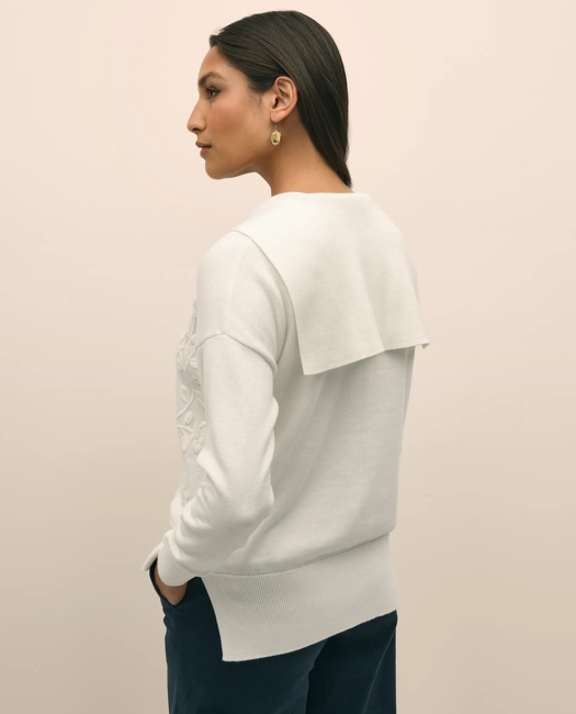 Supima® Cotton Shawl Collar Embroidered Sweater