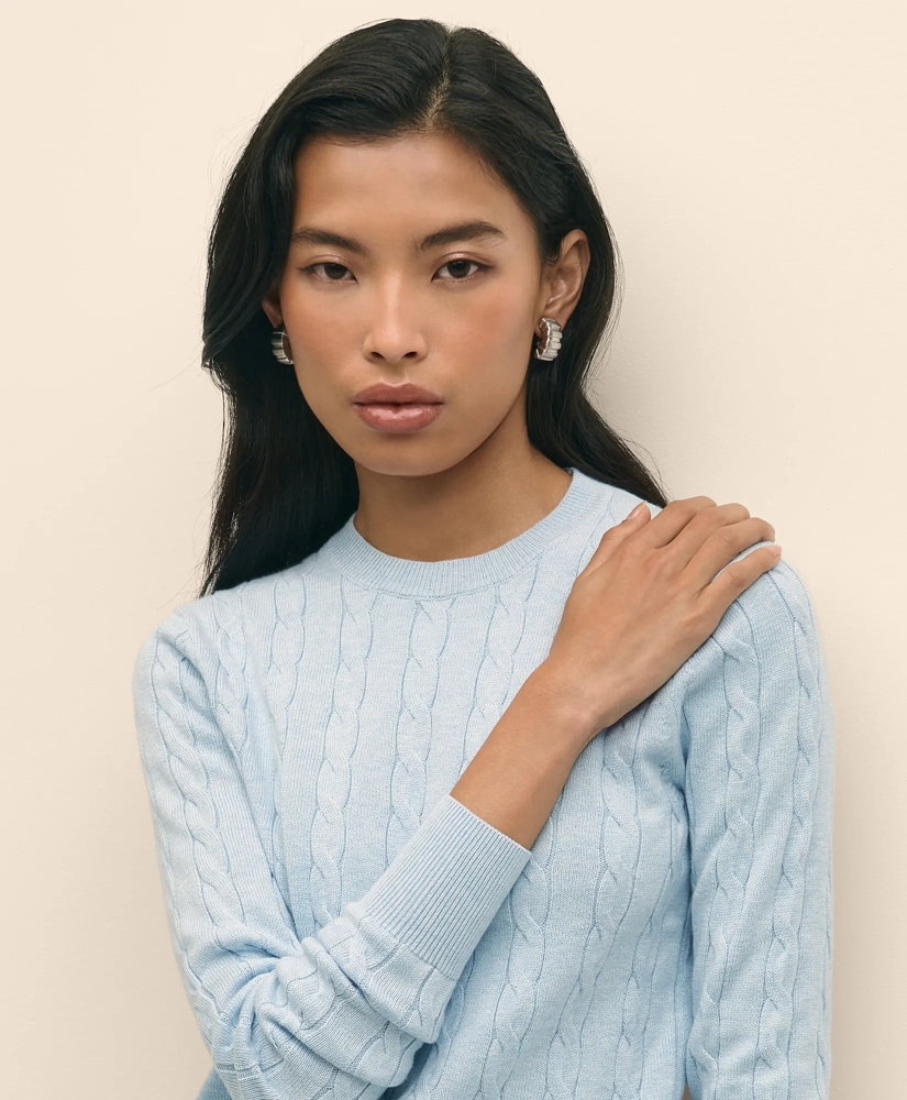 Supima® Cotton Cable Crewneck Sweater, image 4