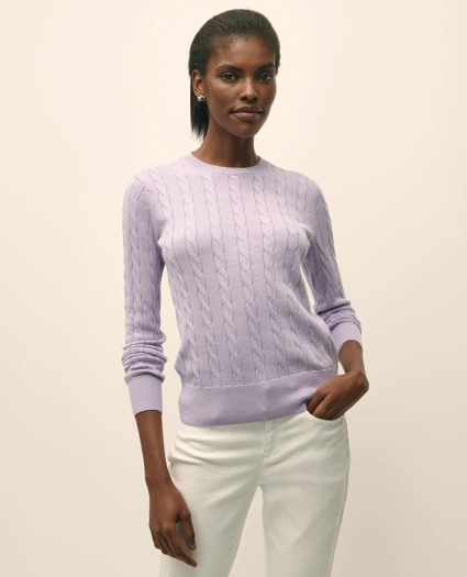 Supima® Cotton Cable Crewneck Sweater, image 3
