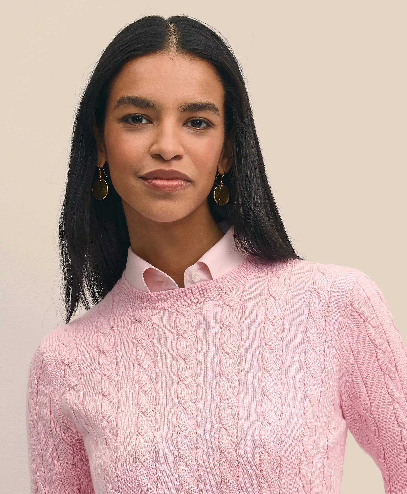 Supima Cotton Cable Crewneck Sweater
