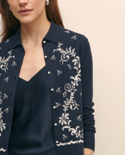 Supima® Cotton Embroidered Cardigan, image 2