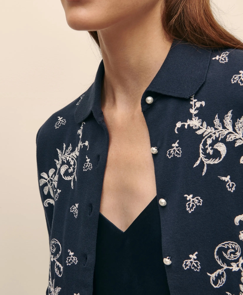 Supima® Cotton Embroidered Cardigan, image 3