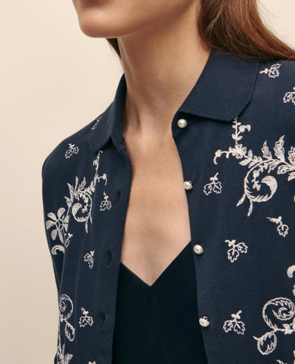 Supima® Cotton Embroidered Cardigan, image 3