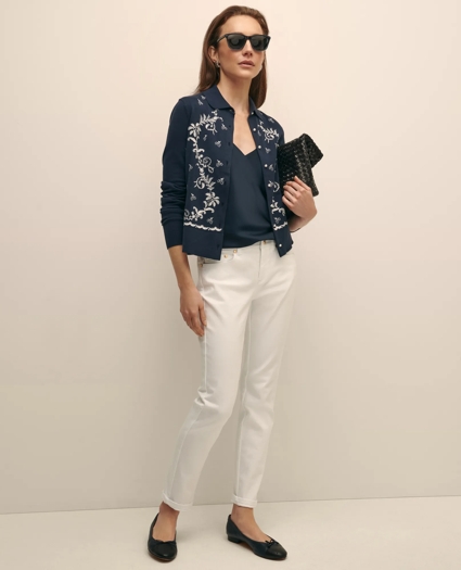 Supima® Cotton Embroidered Cardigan, image 4