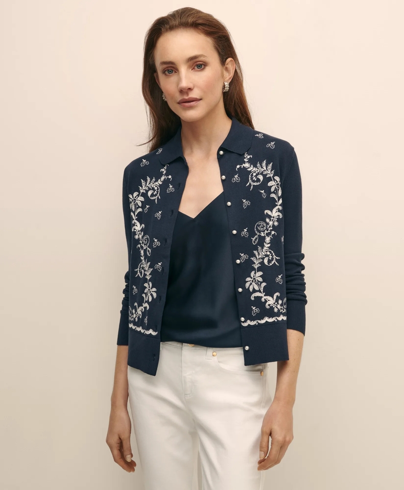 Supima® Cotton Embroidered Cardigan, image 5