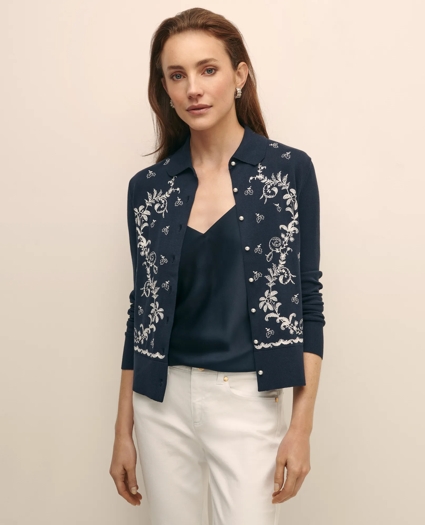Supima® Cotton Embroidered Cardigan, image 5