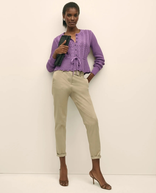 Mercerized Cotton Crochet Peplum Cardigan