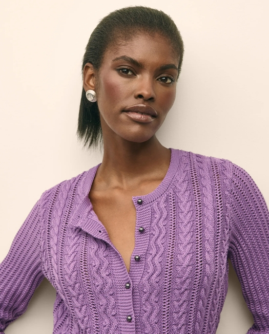 Mercerized Cotton Crochet Peplum Cardigan