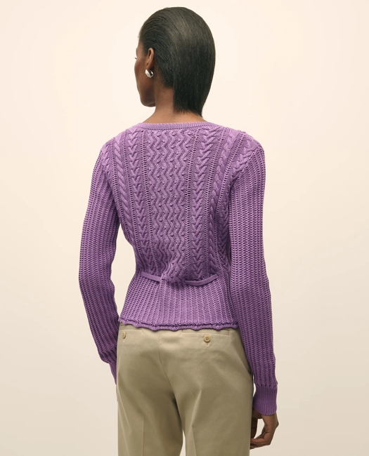 Mercerized Cotton Crochet Peplum Cardigan