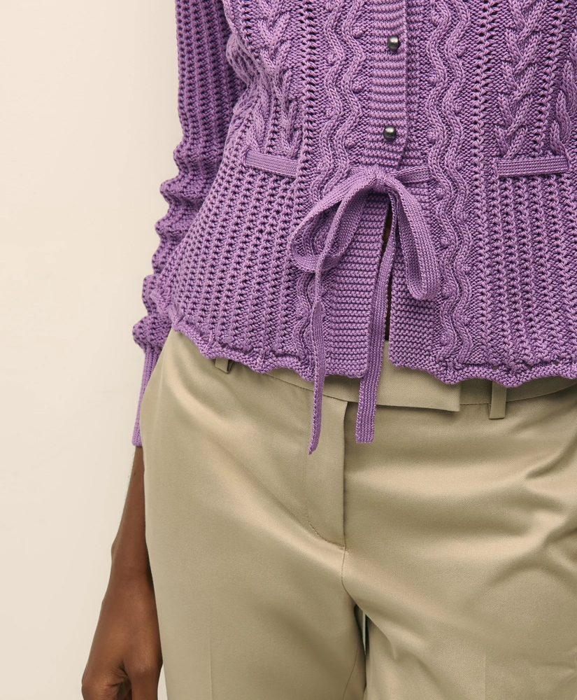 Women's Mercerized Cotton Crochet Peplum Cardigan | Brooks Women's Mercerized Cotton Crochet Peplum Cardigan | Brooks