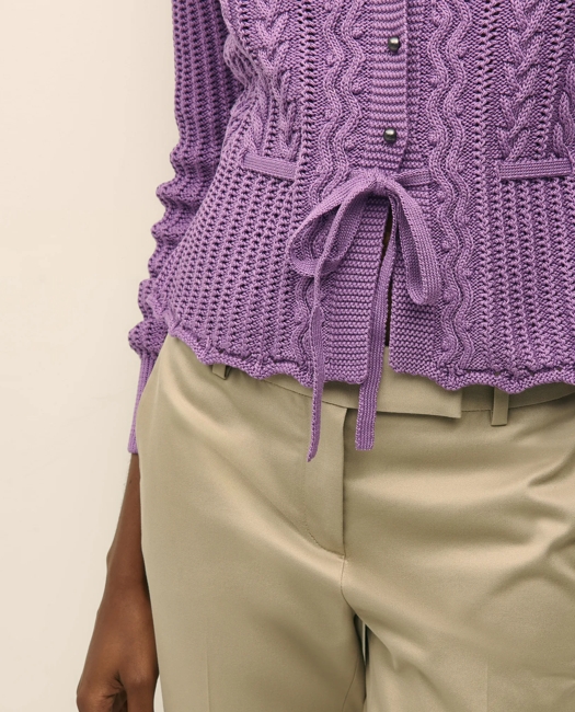 Mercerized Cotton Crochet Peplum Cardigan