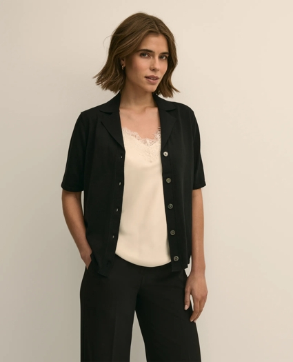 Silk-Cotton Polo Sweater, image 1