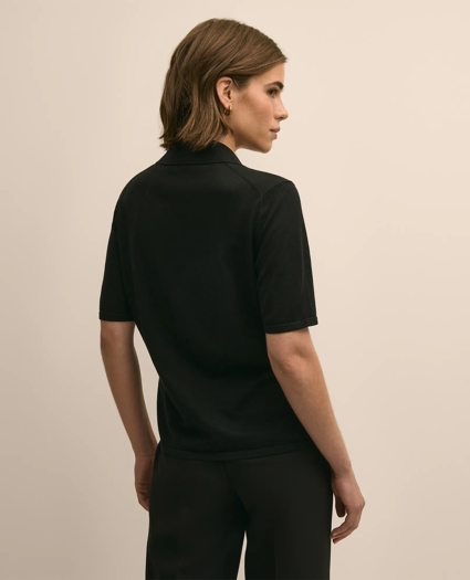 Silk-Cotton Polo Sweater, image 4