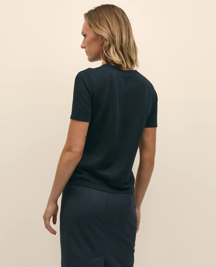 Classic Short-Sleeve Jersey Crewneck Sweater, image 4