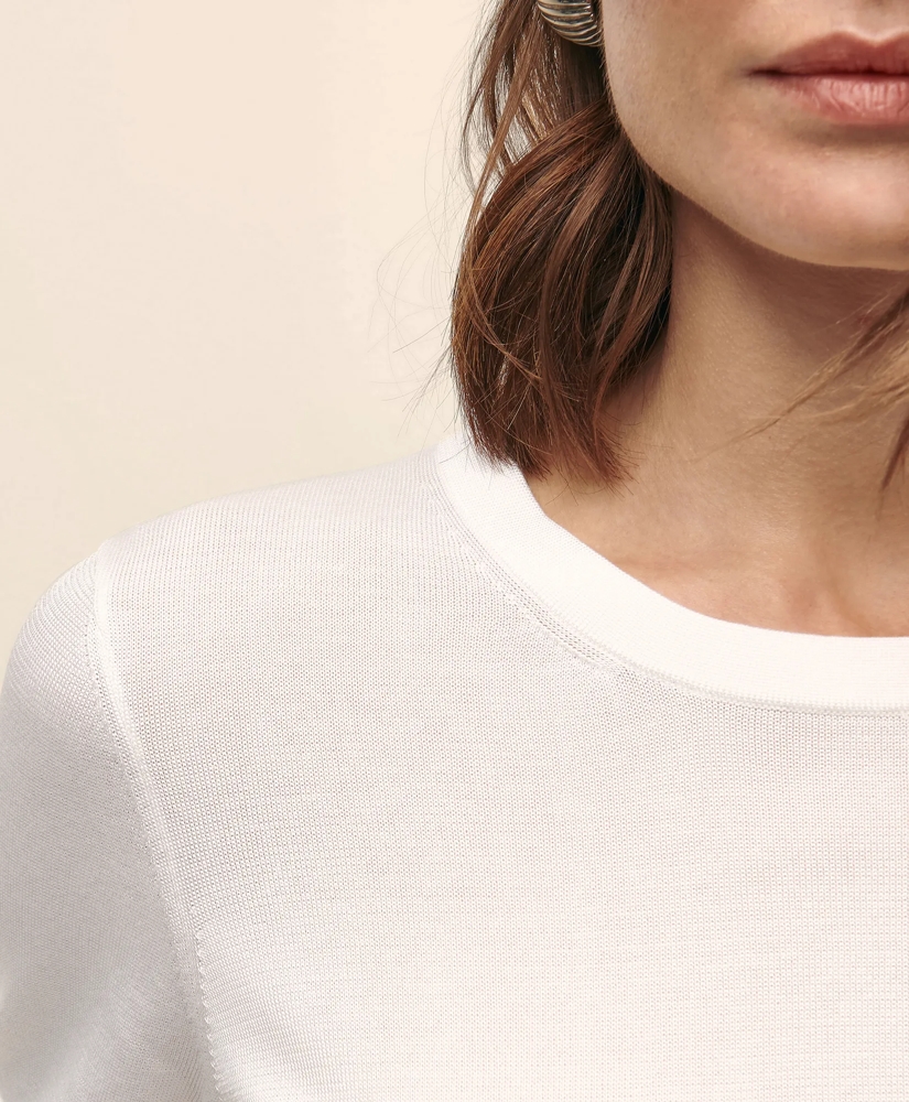 Classic Short-Sleeve Jersey Crewneck Sweater, image 3