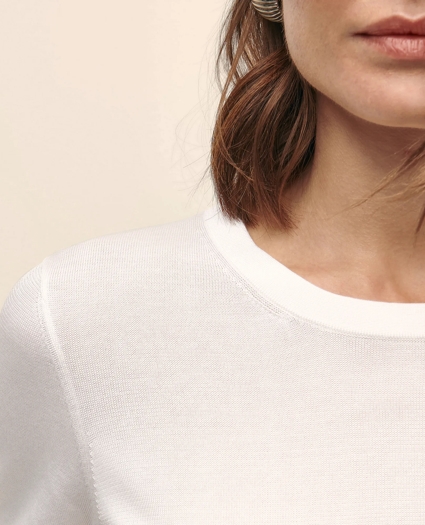 Classic Short-Sleeve Jersey Crewneck Sweater, image 3