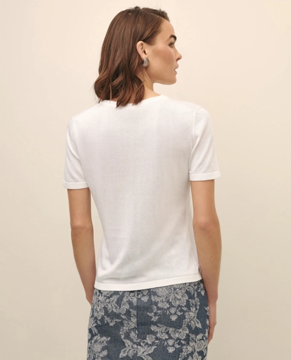Classic Short-Sleeve Jersey Crewneck Sweater, image 4