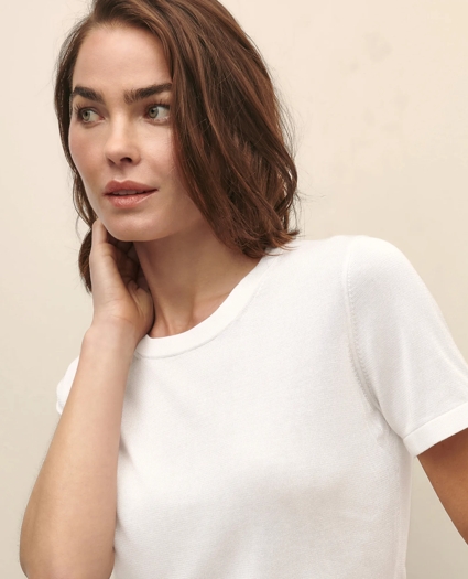 Classic Short-Sleeve Jersey Crewneck Sweater, image 5