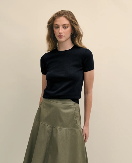 Supima® Cotton Jersey Short-Sleeve Sweater, image 3