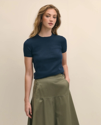 Supima® Cotton Jersey Short-Sleeve Sweater, image 2