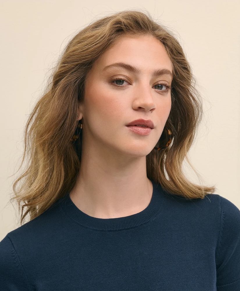 Supima® Cotton Jersey Short-Sleeve Sweater, image 3
