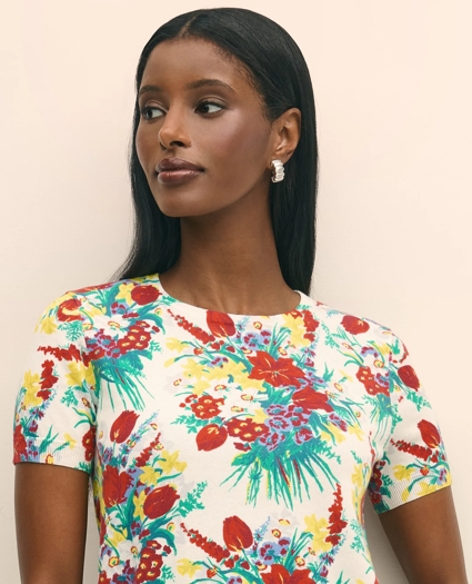 Floral Short-Sleeve Shell in Cotton, image 2