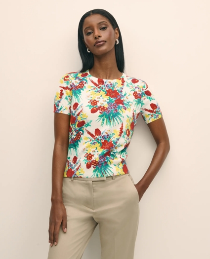 Floral Short-Sleeve Shell in Cotton, image 3