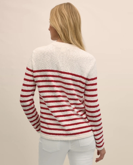Mariner Stripe Buttoned-Shoulder Sweater in Cotton, image 4