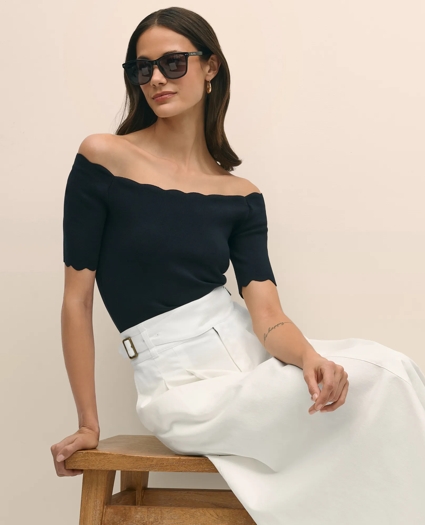 Off-The-Shoulder Scallop Sweater, image 1