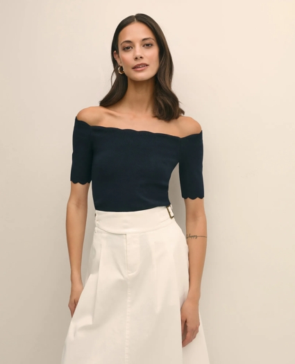 Off-The-Shoulder Scallop Sweater, image 4