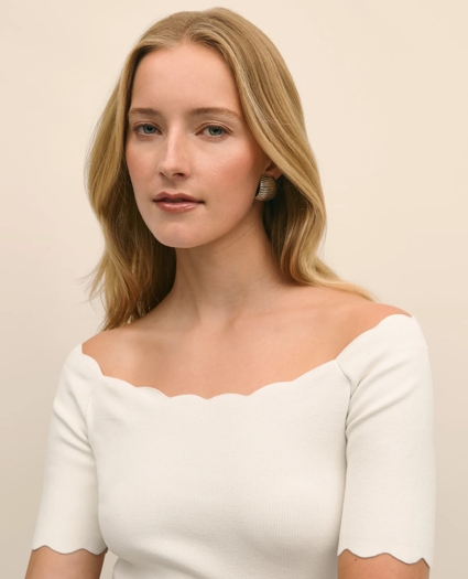 Off-The-Shoulder Scallop Sweater, image 2