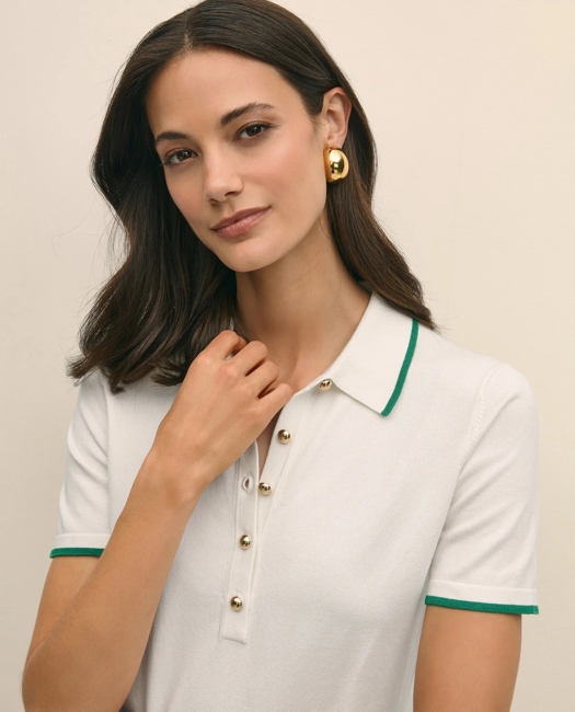 Tipped Polo Sweater in Silk Blend