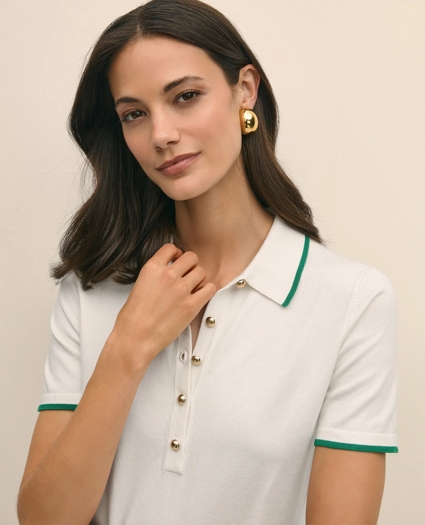 Tipped Polo Sweater in Silk Blend, image 2