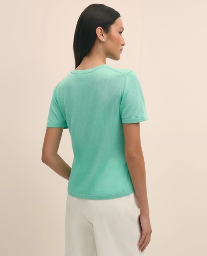 Classic Short-Sleeve Jersey Crewneck Sweater, image 4