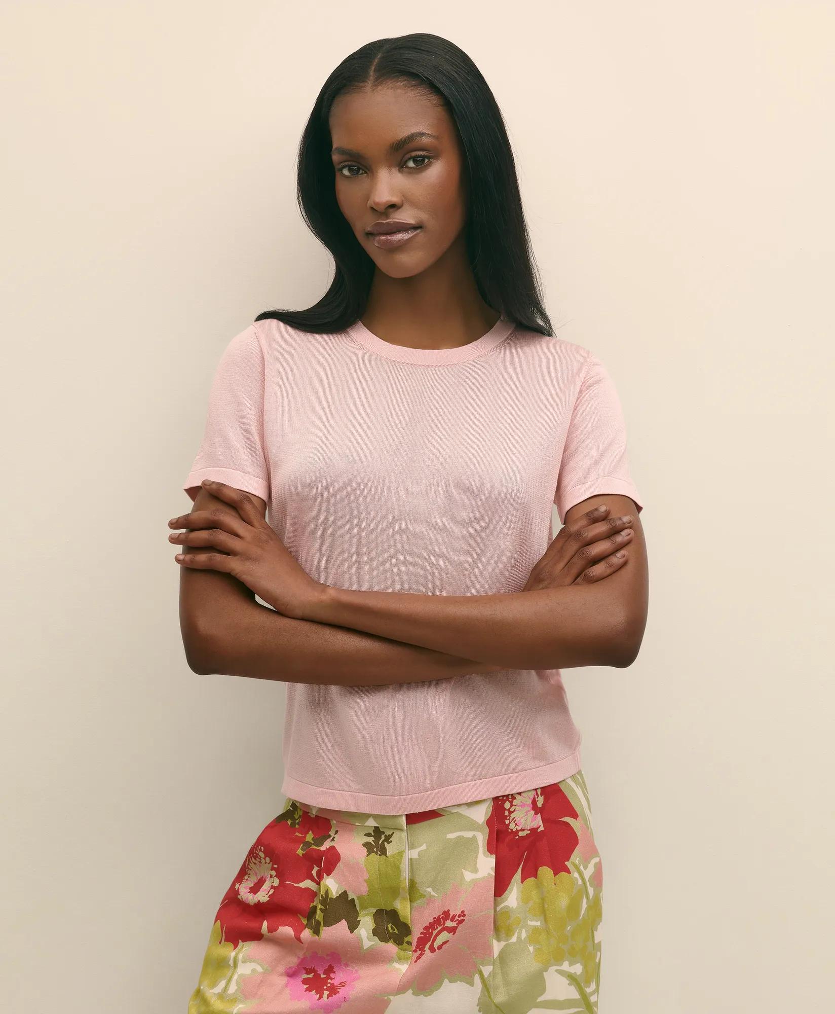 Classic Short-Sleeve Jersey Crewneck Sweater