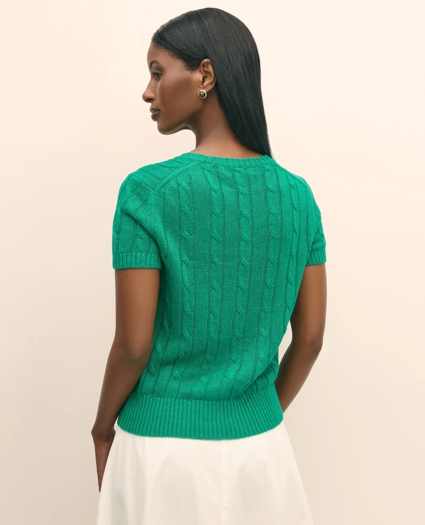 Linen Cable Short-Sleeve Shell, image 5