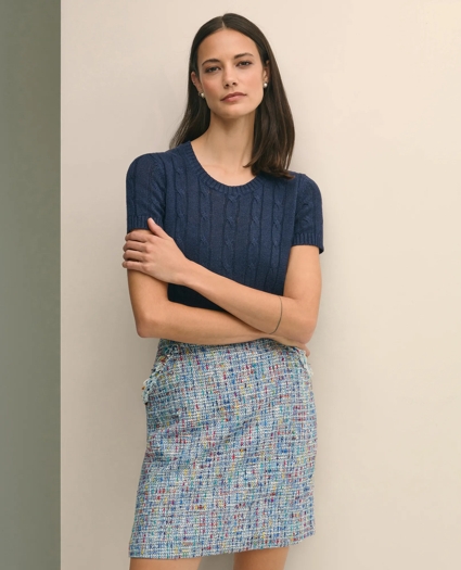 Linen Cable Short-Sleeve Shell, image 3