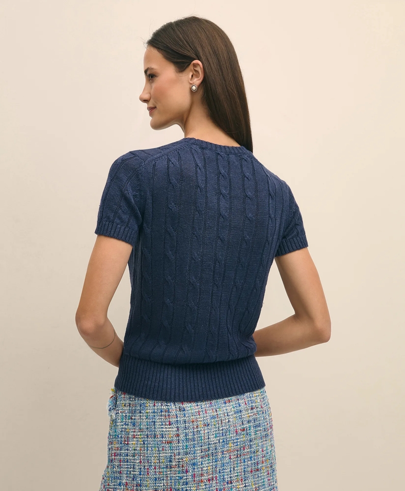 Linen Cable Short-Sleeve Shell, image 4