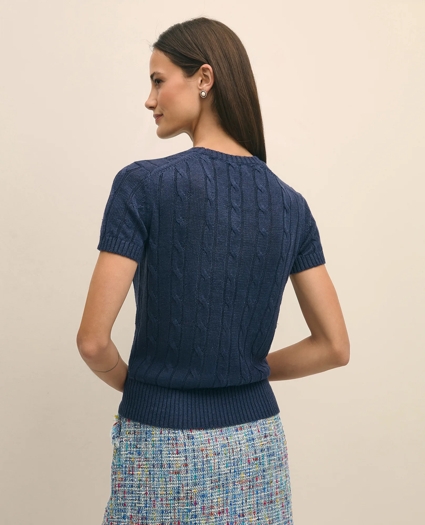 Linen Cable Short-Sleeve Shell, image 4