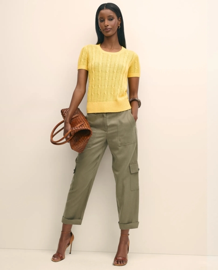 Linen Cable Short-Sleeve Shell, image 1