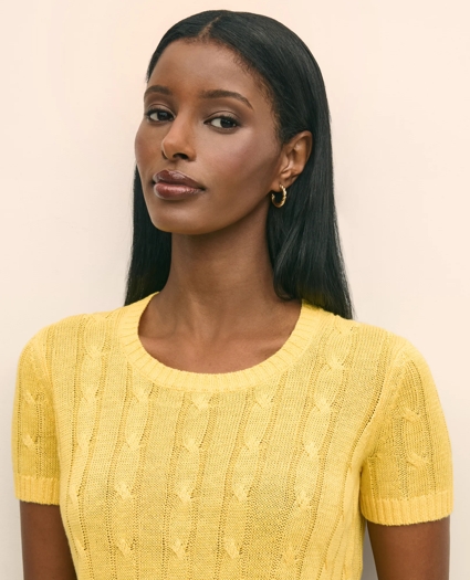 Linen Cable Short-Sleeve Shell, image 2