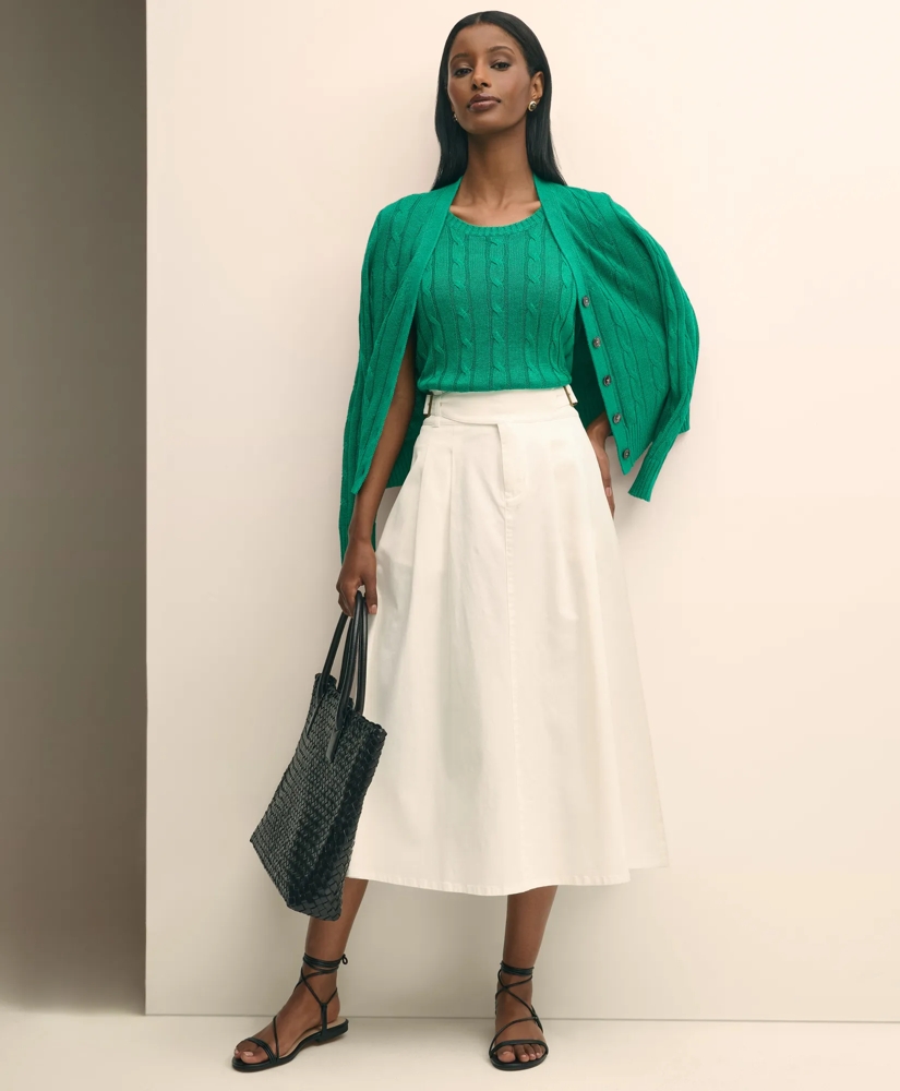 Linen Cable V-Neck Cardigan, image 1