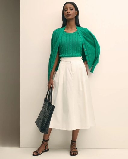 Linen Cable V-Neck Cardigan, image 1