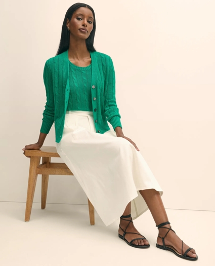 Linen Cable V-Neck Cardigan, image 2