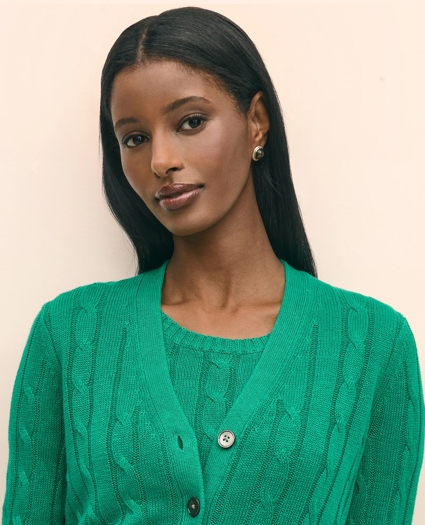 Linen Cable V-Neck Cardigan, image 4