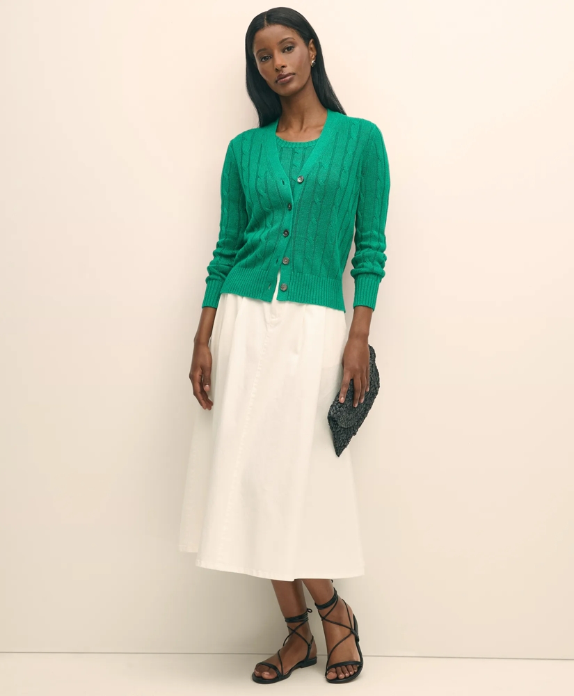 Linen Cable V-Neck Cardigan, image 5